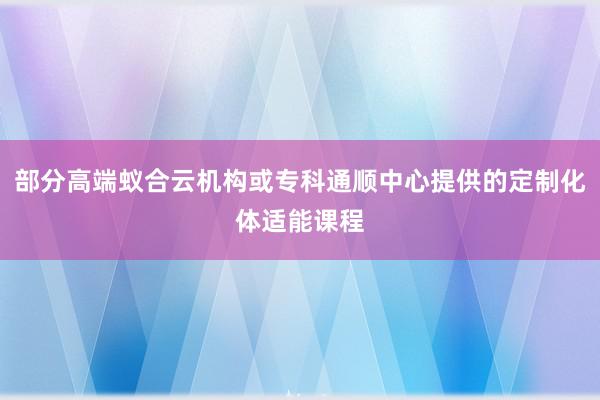 部分高端蚁合云机构或专科通顺中心提供的定制化体适能课程